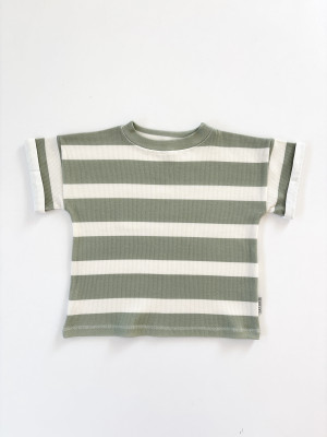 T-shirt prążkowany strips green