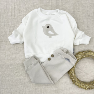Zestaw bluza i legginsy beżowe prązkowane dla dzieci