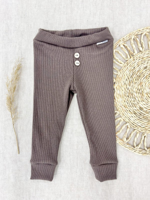 Legginsy brązowe prążkowane dla dziewczynki