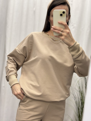 Bluza damska bawełniana oversize w kolorze latte