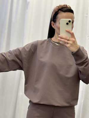 Bluza damska bawełniana oversize w kolorze czekoladowym