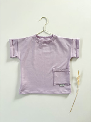 T-shirt bawełniany z kieszonką w kolorze lila dla dzieci