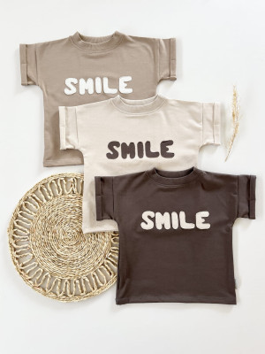 T-shirt bawełniany z napisem „Smile” dla dzieci