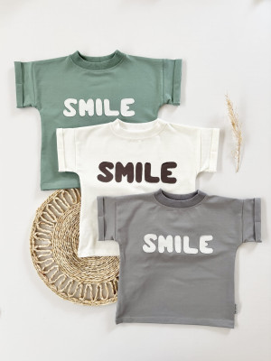 T-shirt bawełniany z napisem „Smile” dla dzieci