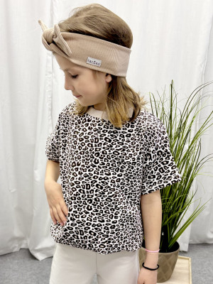 T-shirt bawełniany w panterkę Leopard dla dziewczynki