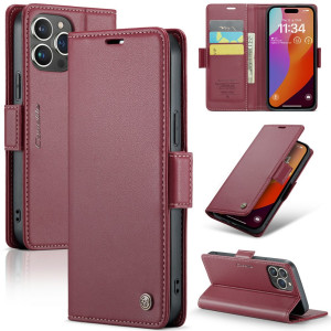 CaseMe Slim Plånboksfodral RFID-skydd iPhone 16 Pro Röd