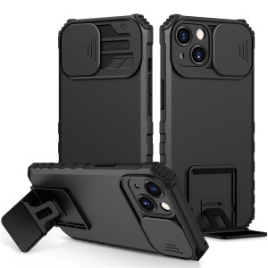 Kickstand Skal iPhone 15 Kameraskydd Svart