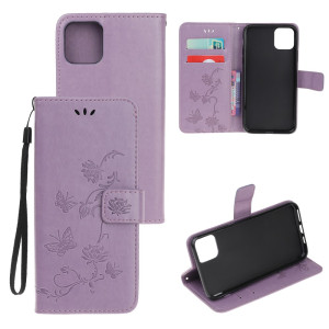 Läderfodral Fjärilar iPhone 12 Mini Lila