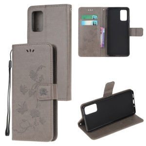 Läderfodral Fjärilar Samsung Galaxy S20 Grå