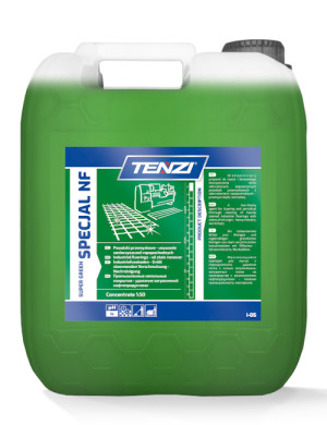 TENZI SUPER GREEN SPECJAL NF do posadzek przemysłowych parkingów hal 10L koncentrat do mycia podłóg w przemyśle ciężkim, serwisów samochodowych, stacji kontroli pojazdów