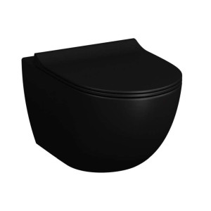 Outlet: Vitra 7748b083-0075 / 7748b083-0101 Sento, Miska Wc Bezrantowa Z Deską, 54x37 Cm, Czarny Mat