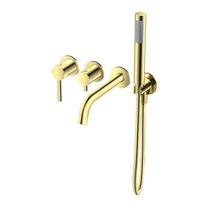 Emporia Fly 03032gd Bateria Wannowa Podtynkowa , 4-otworowa Z Boxem I Zestawem Prysznicowym , Złoty