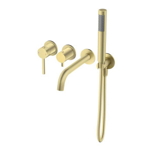 Emporia Fly 03032gn Bateria Wannowa Podtynkowa , 4-otworowa Z Boxem I Zestawem Prysznicowym , Złoty Szczotkowany