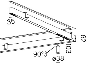 Aqform Lampa Podtynkowa Rafter Mix System "l" 239x281cm Czarny 30000k