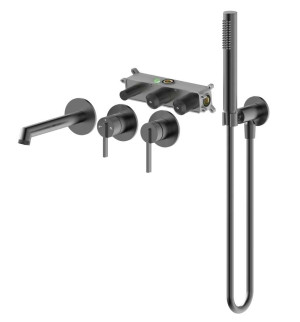 Emporia Ori 08032bn Bateria Wannowa Podtynkowa , 4-otworowa Z Boxem I Zestawem Prysznicowym , Gun Metal