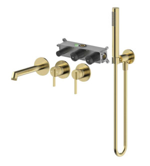 Emporia Ori 08032gn-p Bateria Wannowa Podtynkowa , 4-otworowa Z Boxem I Zestawem Prysznicowym , Powłoka Pvd , Złoty Szczotkowany