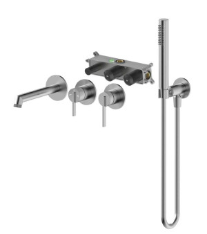 Emporia Ori 08032n Bateria Wannowa Podtynkowa , 4-otworowa Z Boxem I Zestawem Prysznicowym , Nikiel Szczotkowany