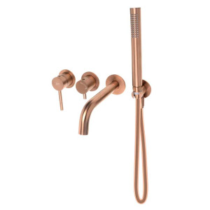 Emporia Fly 03032brg Bateria Wannowa Podtynkowa , 4-otworowa Z Boxem I Zestawem Prysznicowym , Miedź Szczotkowana