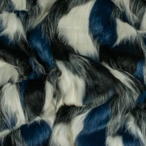 Konsultacje z krawcową - Tkanina futerkowa futro wzór łaty białe, czarne, chabrowe TextileClub 