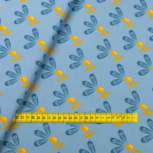 Konsultacje z krawcową - Dzianina bawełniana organiczna wzór kwiaty kolor niebieski TextileClub 