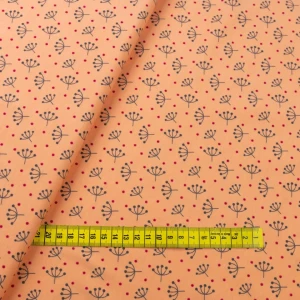 Konsultacje z krawcową - Dzianina bawełniana organiczna wzór kwiaty kolor pomarańczowy TextileClub 