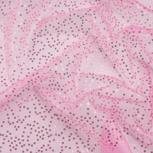 Konsultacje z krawcową - Cekiny na siatce kolor różowy TextileClub 