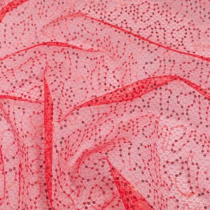 Konsultacje z krawcową - Cekiny na siatce kolor czerwony TextileClub 