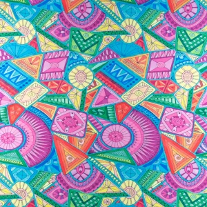 Konsultacje z krawcową - Dzianina jersey ity kimo wzór orientalny odcienie różowego TextileClub 