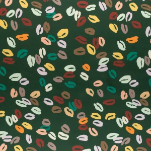 Konsultacje z krawcową - Szyfon jedwabny wzór usta na zielonym tle TextileClub 