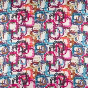 Konsultacje z krawcową - Szyfon jedwabny wzór kolorowe kwadraty na białym tle TextileClub 