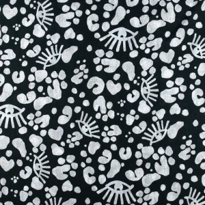 Konsultacje z krawcową - Tkanina wiskoza wzór aztecki na czarnym tle TextileClub 