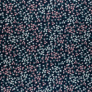 Konsultacje z krawcową - Tkanina kelly krepa wzór łaczka kwiatowa na granatowym tle TextileClub 