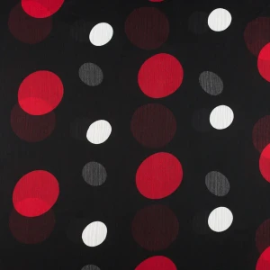 Konsultacje z krawcową - Tkanina szyfon wzór czerwone grochy na czarnym tle TextileClub 