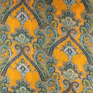 Konsultacje z krawcową - Tkanina szyfon wzór orientalny na miodowym tle TextileClub 