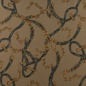 Konsultacje z krawcową - Barbie marchiano wzór typu hermes na brązowym tle TextileClub 