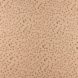 Konsultacje z krawcową - Tkanina szyfon wzór czarne pestki na brzoskwiniowym tle TextileClub 