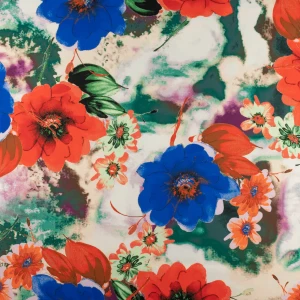 Konsultacje z krawcową - Tkanina wiskoza twill wzór kwiaty tło w odcieniach zieleni TextileClub 