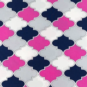 Konsultacje z krawcową - Tkanina silki wzór geometryczny odcienie różowego TextileClub 