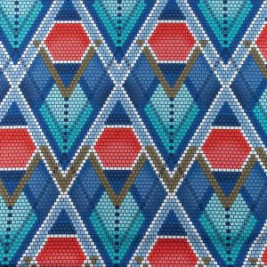 Konsultacje z krawcową - Tkanina silki wzór geometryczny kolor niebieski TextileClub 