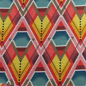 Konsultacje z krawcową - Tkanina silki wzór geometryczny kolor miodowy TextileClub 