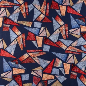 Konsultacje z krawcową - Tkanina wiskoza wzór geometryczny tło granatowe TextileClub 