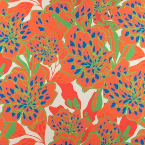 Konsultacje z krawcową - Dzianina ity w kwiaty kolor pomarańczowy TextileClub 