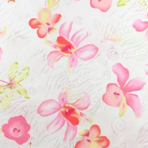 Konsultacje z krawcową - Popelina materiał w kwiaty różowe tło białe TextileClub 