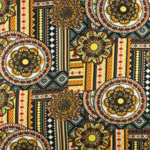 Konsultacje z krawcową - Tkanina wiskoza twill wzór orientalny odcienie brązu TextileClub 