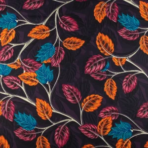 Konsultacje z krawcową - Tkanina wiskoza twill w liście odcienie fioletowego TextileClub 