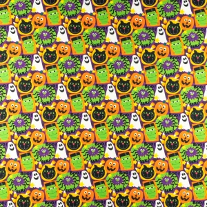 Konsultacje z krawcową - Dresówka pętelka wzór halloween kolor fioletowy TextileClub 