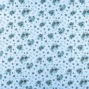 Konsultacje z krawcową - Popelina materiał w kwiaty kolor błekitny TextileClub 