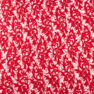Konsultacje z krawcową - Koronka materiał w kwiaty kolor czerwony TextileClub 