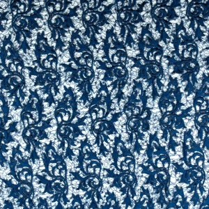 Konsultacje z krawcową - Koronka materiał w kwiaty kolor granatowy TextileClub 