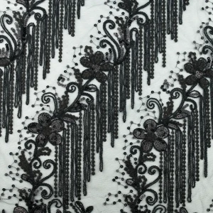 Konsultacje z krawcową - Koronka materiał w kwiaty kolor czarny TextileClub 